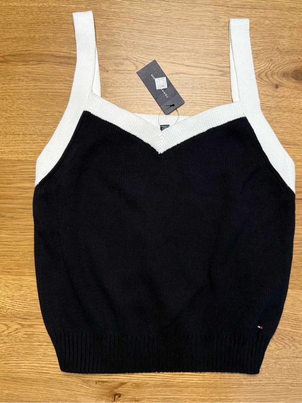 Tommy Hilfiger | Women’s Black & White Knit Tank Top Color block | Size XL NWT
